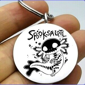 Spooksalotl the Axolotl Fish Hot Cute Baby Stainless Keychain